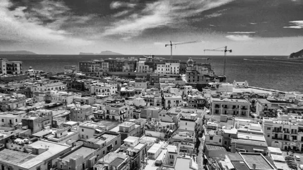 Erstaunliche Luftaufnahme Des Schönen Hafens Von Pozzuoli Der Sommersaison Italien — Stockfoto