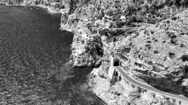 Erstaunliche Luftaufnahme Der Schönen Amalfiküste Der Sommersaison Italien Drohnen Standpunkt — Stockfoto