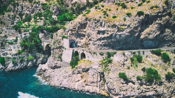 Amazing Aerial View Furore Fjord Amalfi Coast Summer Season Italy — Stock Photo, Image