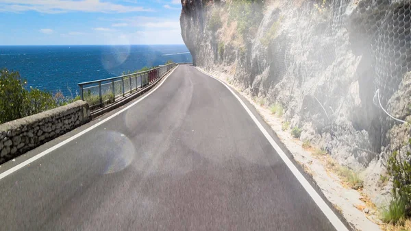 Prachtig Uitzicht Vanuit Lucht Prachtige Amalfikust Het Zomerseizoen Italië Drone — Stockfoto