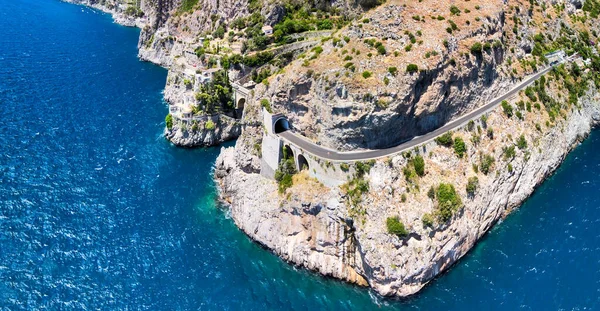 Úžasný Letecký Výhled Krásné Pobřeží Amalfi Letní Sezóně Itálie Pohled — Stock fotografie