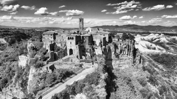 Erstaunliche Luftaufnahme Der Civita Bagnoregio Landschaft Sommer Italien Dies Ist — Stockfoto