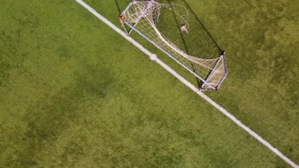 Overhead aerial view of soccer field. Sport concept, outdoor activity and fitness concept — Stock Video