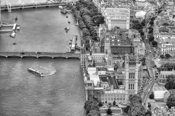 Widok Helikoptera Londynu Westminster Palace Most Dół Punkt Widzenia — Zdjęcie stockowe