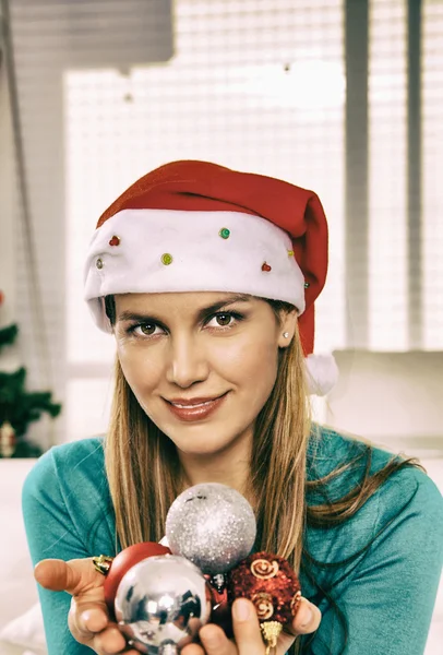 Woman with red hat — Stock Photo, Image