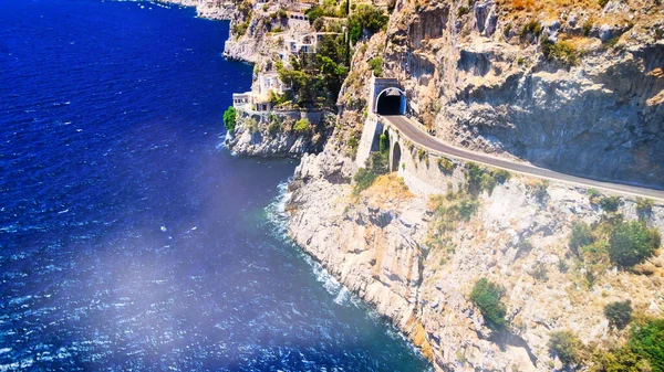 Úžasný Letecký Výhled Krásné Pobřeží Amalfi Letní Sezóně Itálie Pohled — Stock fotografie