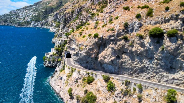 Erstaunliche Luftaufnahme Der Schönen Amalfiküste Der Sommersaison Italien Drohnen Standpunkt — Stockfoto