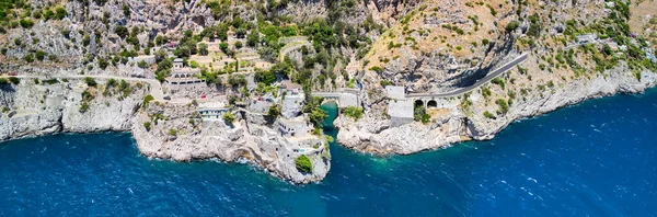 Úžasný Letecký Výhled Krásné Pobřeží Amalfi Letní Sezóně Itálie Pohled — Stock fotografie