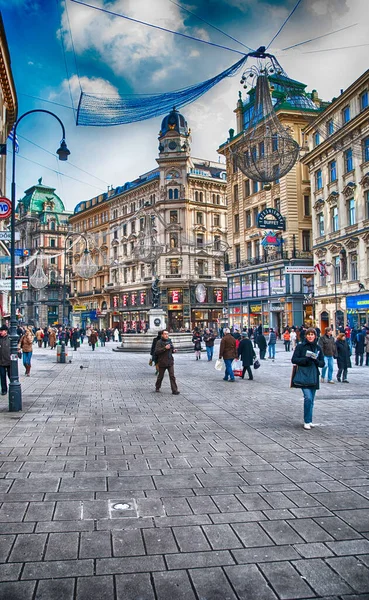 Vienna Jan Turistas Longo Das Ruas Cidade Janeiro 2010 Viena — Fotografia de Stock