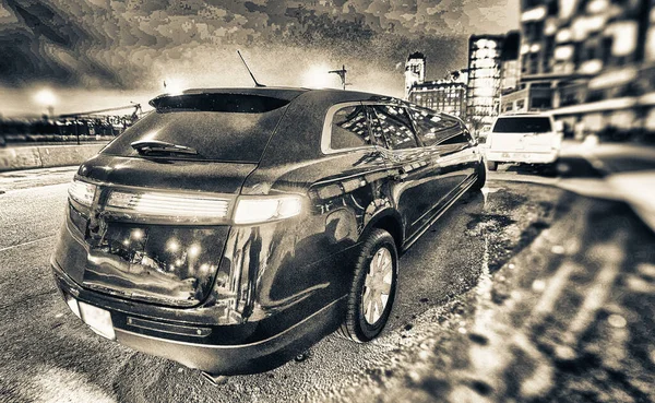Limousine Versnellen New York City Nachts — Stockfoto