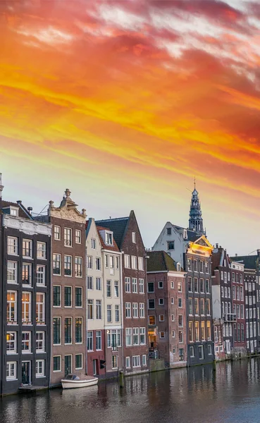 Schilderachtige Opname Van Amsterdamse Nachtelijke Skyline — Stockfoto