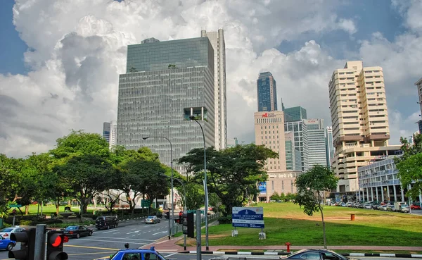 Singapore Aug Skyline Van Singapore Augustus 2009 Singapore Stad Trekt — Stockfoto