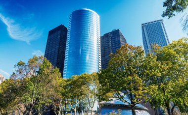 Manhattan gökdelenlerinin havadan görünüşü - New York City.