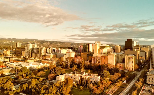 Adelaide Austrália Setembro 2018 Vista Aérea Horizonte Cidade Uma Bela — Fotografia de Stock