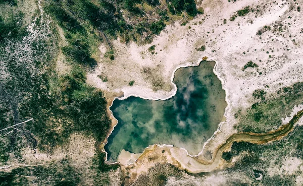 Geiser Yellowstone Visto Desde Arriba Piscina Medio Del Bosque Wyoming — Foto de Stock