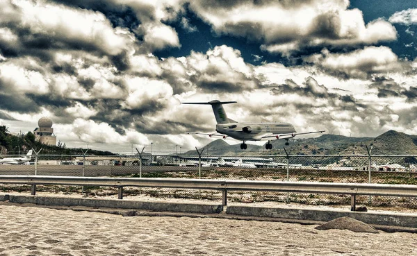 Bahía Maho Martin Una Las Principales Atracciones Para Avistadores Aviones — Foto de Stock