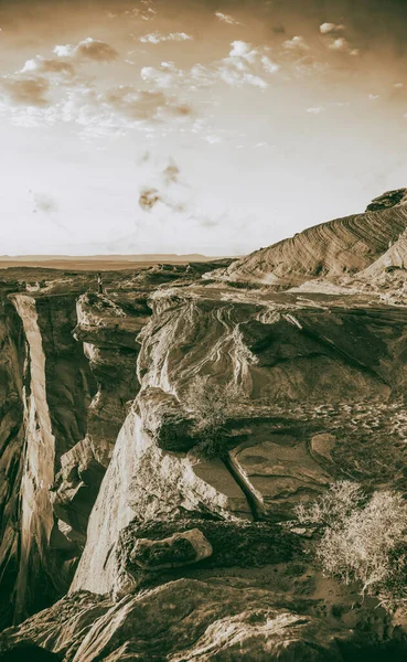 Úžasné Horské Barvy Podkovy Bend Při Západu Slunce Arizona Usa — Stock fotografie