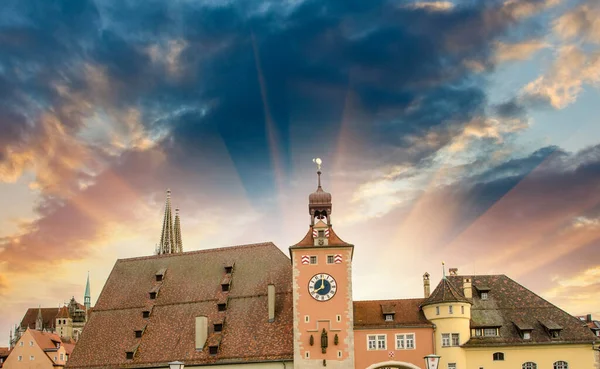 Středověké Město Staré Budovy Klasické Město Středního Věku — Stock fotografie