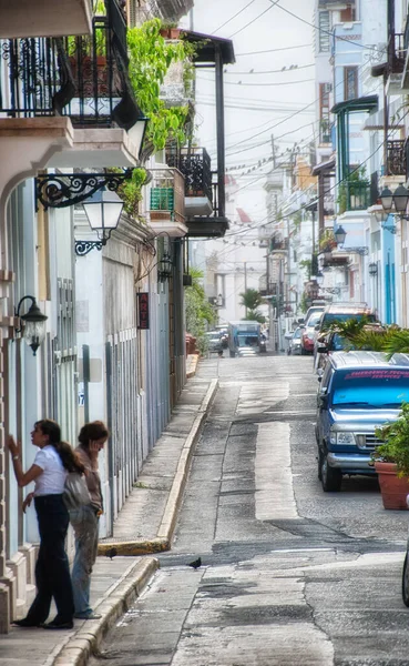 San Juan Puerto Rico Feb Turistas Longo Das Ruas Cidade — Fotografia de Stock