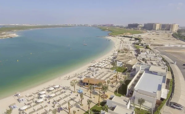 Panoramiczne Lotu Ptaka Yas Island Abu Dhabi Zjednoczone Emiraty Arabskie — Zdjęcie stockowe