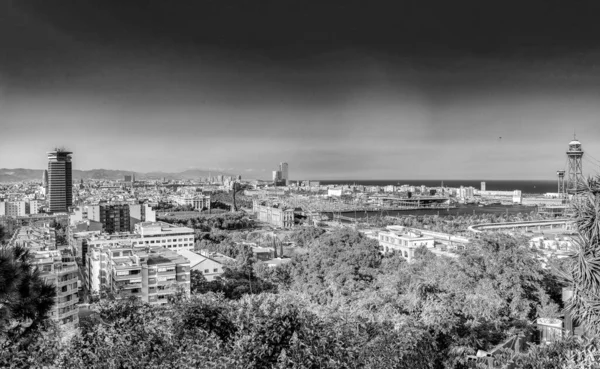 Panoramic Aerial View Barcelona Montjuic — Stock Photo, Image