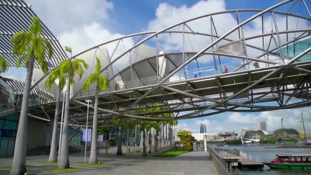 SINGAPUR - 2. JANUAR 2020: Blick auf Stadtbrücke und Skyline — Stockvideo