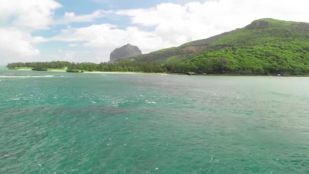 Kapitein Matthew Flinders Monument in Mauritius. Luchtfoto van drone op een bewolkte dag — Stockvideo