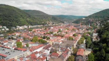 Heidelberg şehir manzarası yaz mevsiminde hava manzarası, Almanya
