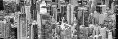 NEW YORK CITY - 3 ARALIK 2018: helikopterden Manhattan hava görüntüsü, New York. New York, New York, New York, ABD, New York 'un göbeğinde.