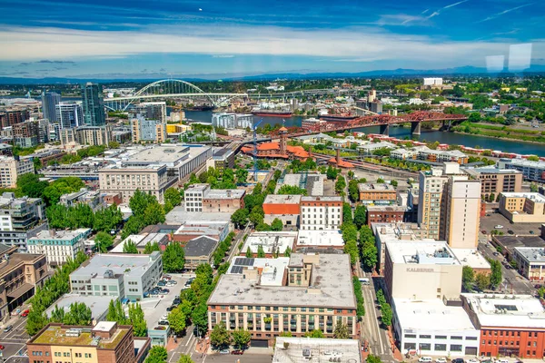 Portland August 2017 Luftaufnahme Von Städtischen Gebäuden Einem Sommertag — Stockfoto