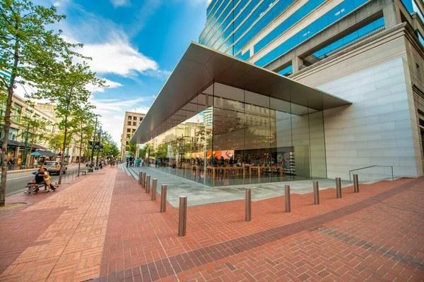 Portland August 2017 Modern City Apple Store Exterior View — Stock Photo, Image