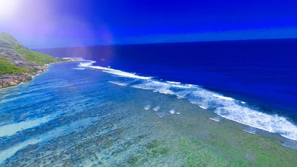 Widok Lotu Ptaka Anse Source Argent Beach Digue Wyspy Seszeli — Zdjęcie stockowe