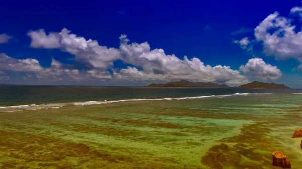 Letecký Pohled Anse Source Argent Beach Digue Seychely Islands Afrika — Stock fotografie