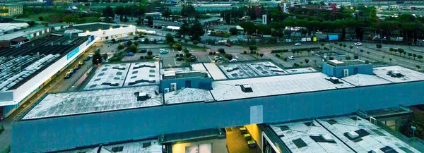 Vista Aérea Área Centro Comercial Pôr Sol — Fotografia de Stock