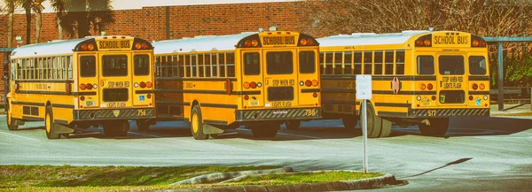 Sunnyside Floride Février 2016 Autocars Scolaires Stationnés Matin — Photo