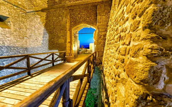 Aerial View Aragonese Fortress Interior Night Calabria Italy — Stock Photo, Image