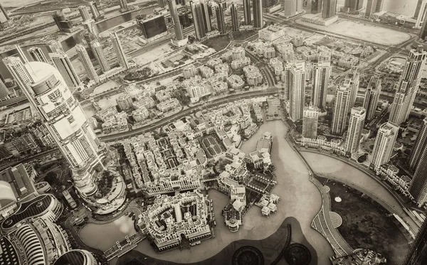 Downtown Dubai Letecký Pohled Při Západu Slunce Spojené Arabské Emiráty — Stock fotografie