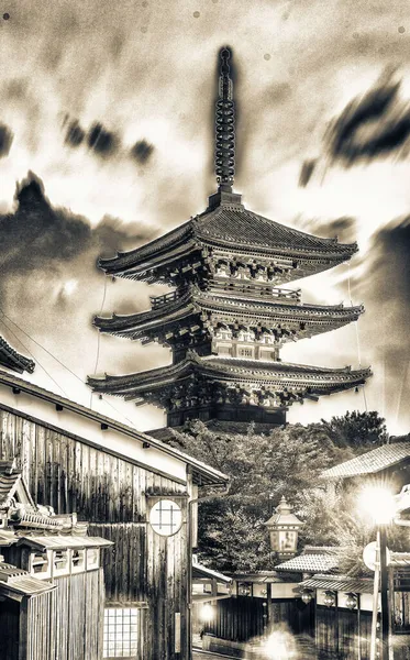 Yasaka Pagoda Şehir Sokak Gün Batımında Kyoto Japonya — Stok fotoğraf