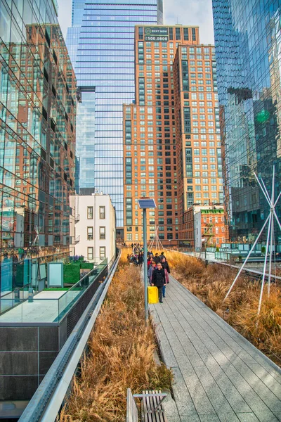 Nueva York City Diciembre 2018 Rascacielos Modernos Rodeando High Line — Foto de Stock