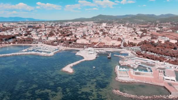 Livorno kıyı şeridinin inanılmaz hava manzarası, Toskana — Stok video