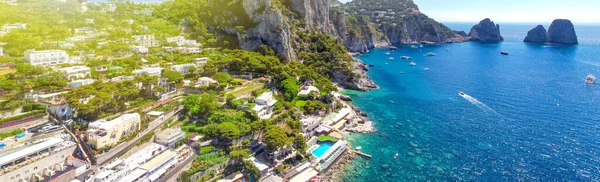 Faraglioni Talya Capri Deki Marina Piccola Sahili Nden Dan Hava — Stok fotoğraf