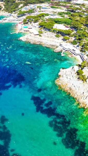 Vista Aérea Panorámica Playa Marina Piccola Capri Desde Dron —  Fotos de Stock
