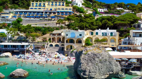 Капри Италия Июня 2021 Года Пляж Marina Piccola Дрона — стоковое фото