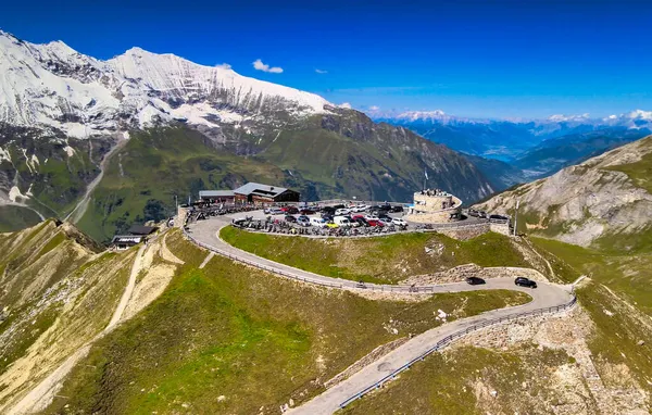 Increíble Vista Aérea Los Picos Montaña Grossglockner Cubiertos Nieve Temporada — Foto de Stock