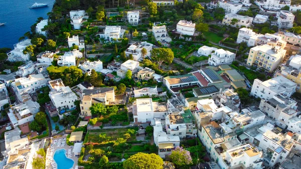 Вид Воздуха Дома Капри Городской Пейзаж Закате Кампания — стоковое фото