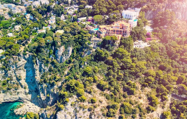 Erstaunliche Luftaufnahme Der Küste Der Insel Capri Sommer Italien Drohnen — Stockfoto