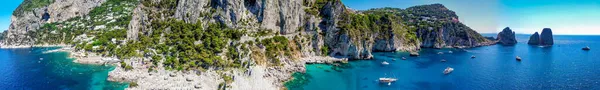 Faraglioni Marina Piccola Beach Capri Italia Vista Aérea Desde Dron — Foto de Stock