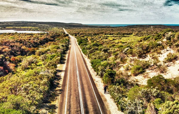 Strada Attraverso Campagna Vista Aerea — Foto Stock