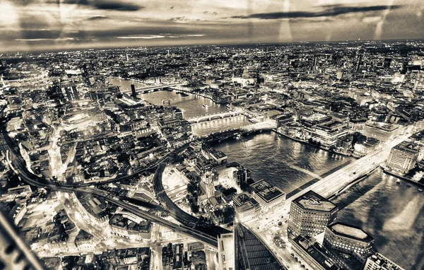 Luchtfoto Van Londen Bruggen Skyline Nacht Londen — Stockfoto