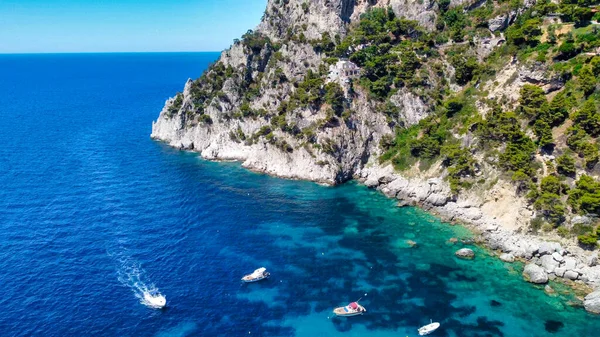Krásné Pobřeží Marina Piccola Capri Letecký Pohled Dronu — Stock fotografie